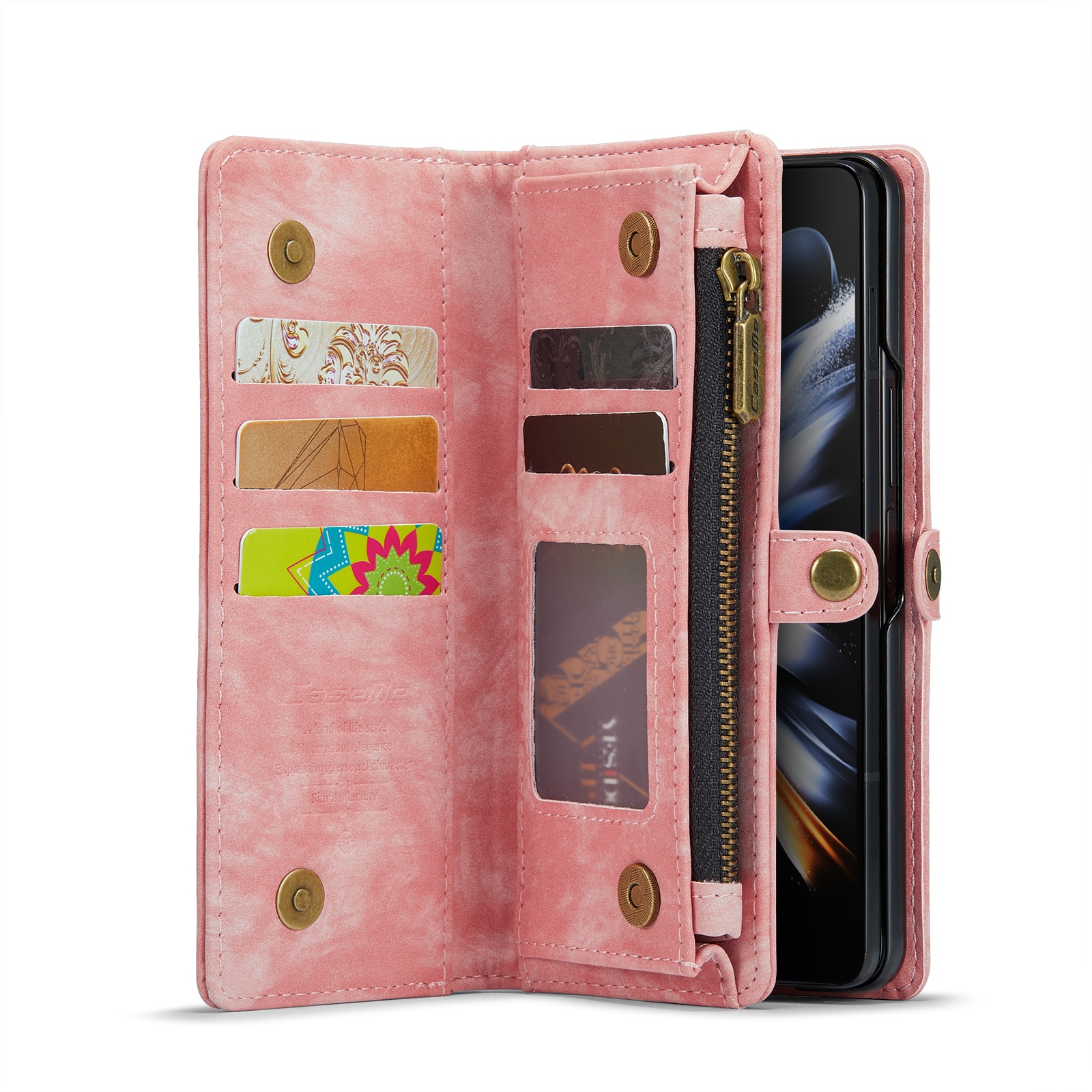 Multi-slot Portemonnaie-Hülle Samsung Galaxy Z Fold 4 Rosa