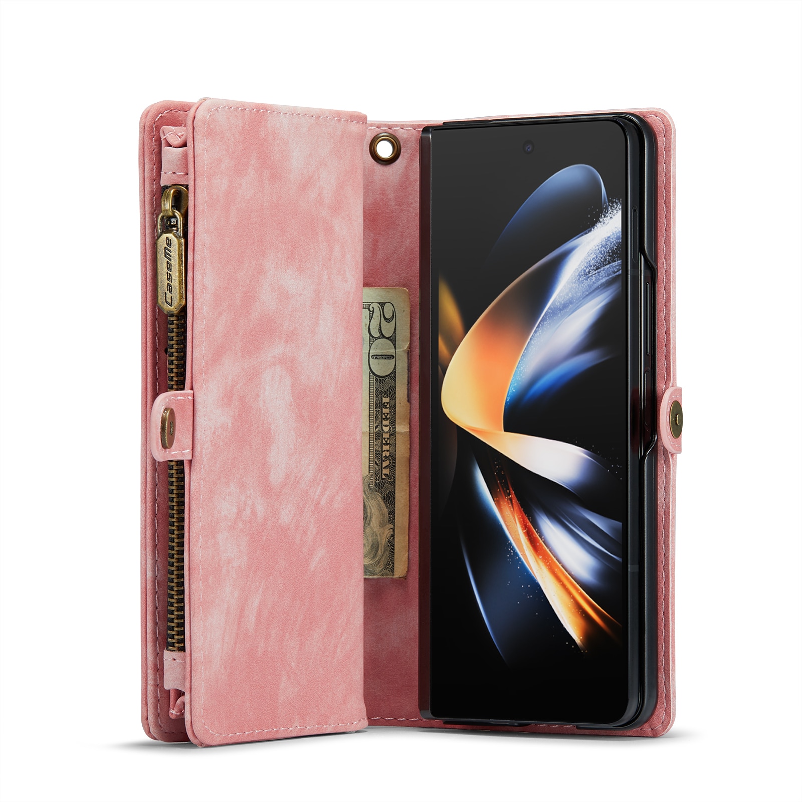 Multi-slot Portemonnaie-Hülle Samsung Galaxy Z Fold 5 rosa