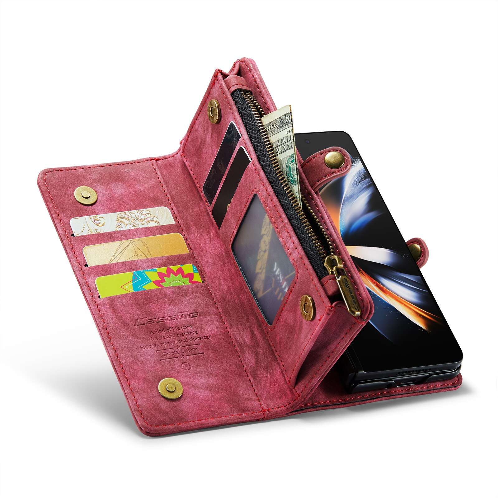 Multi-slot Portemonnaie-Hülle Samsung Galaxy Z Fold 5 rot