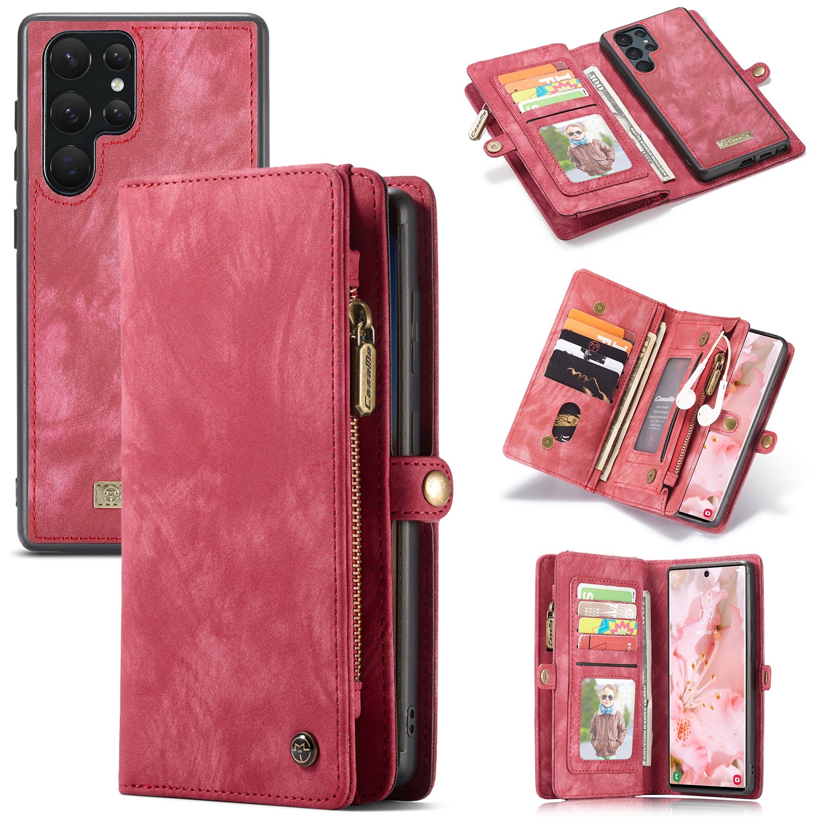 Multi-slot Portemonnaie-Hülle Samsung Galaxy S22 Ultra Rot