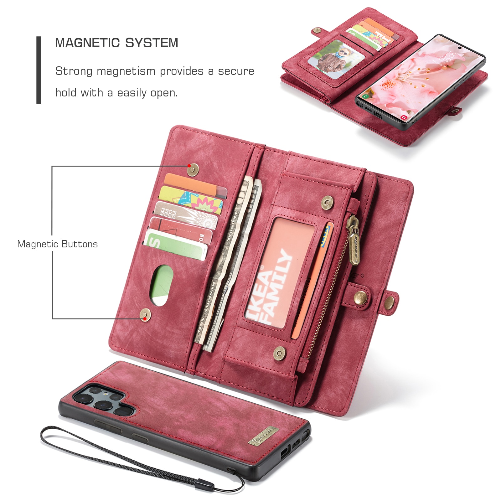 Multi-slot Portemonnaie-Hülle Samsung Galaxy S22 Ultra Rot