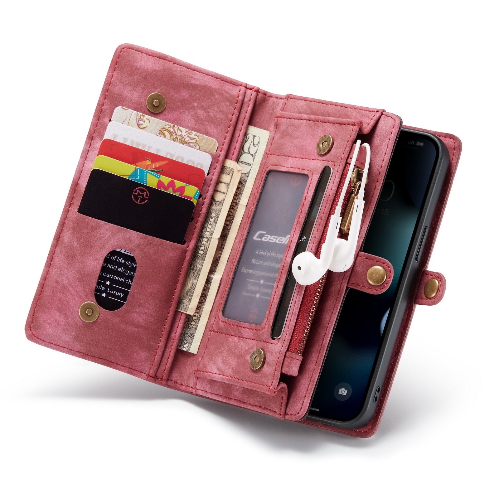 Multi-slot Portemonnaie-Hülle iPhone 13 Mini Rot