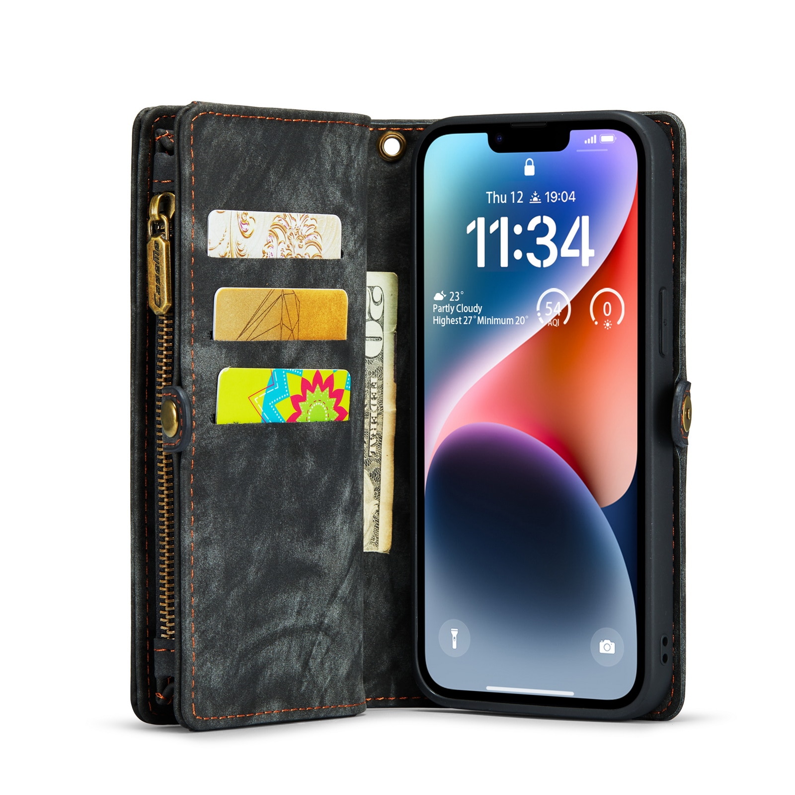 Multi-slot Portemonnaie-Hülle iPhone 14 Grau