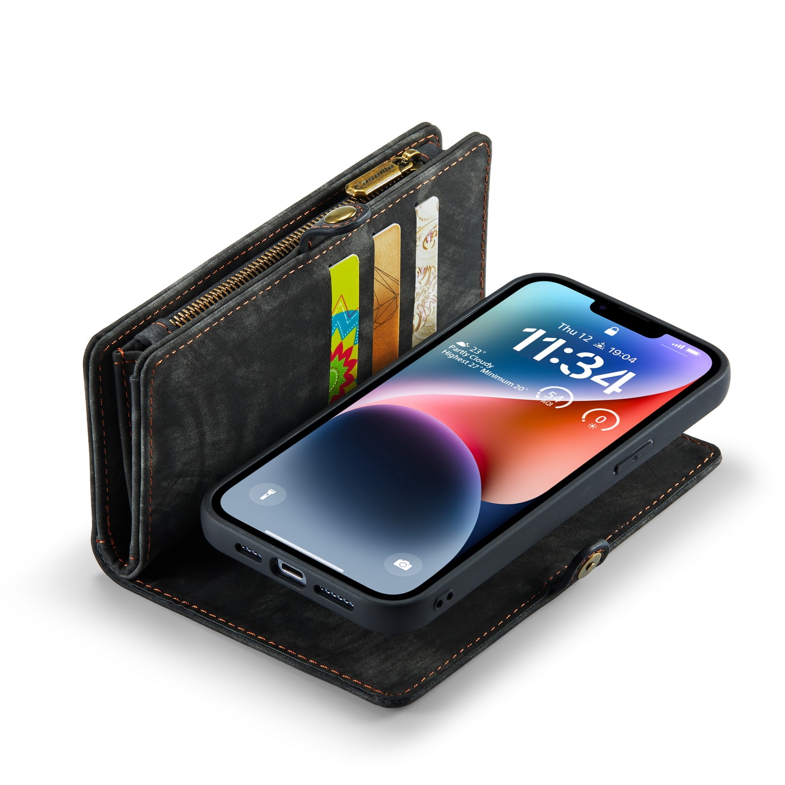 Multi-slot Portemonnaie-Hülle iPhone 14 Plus Grau