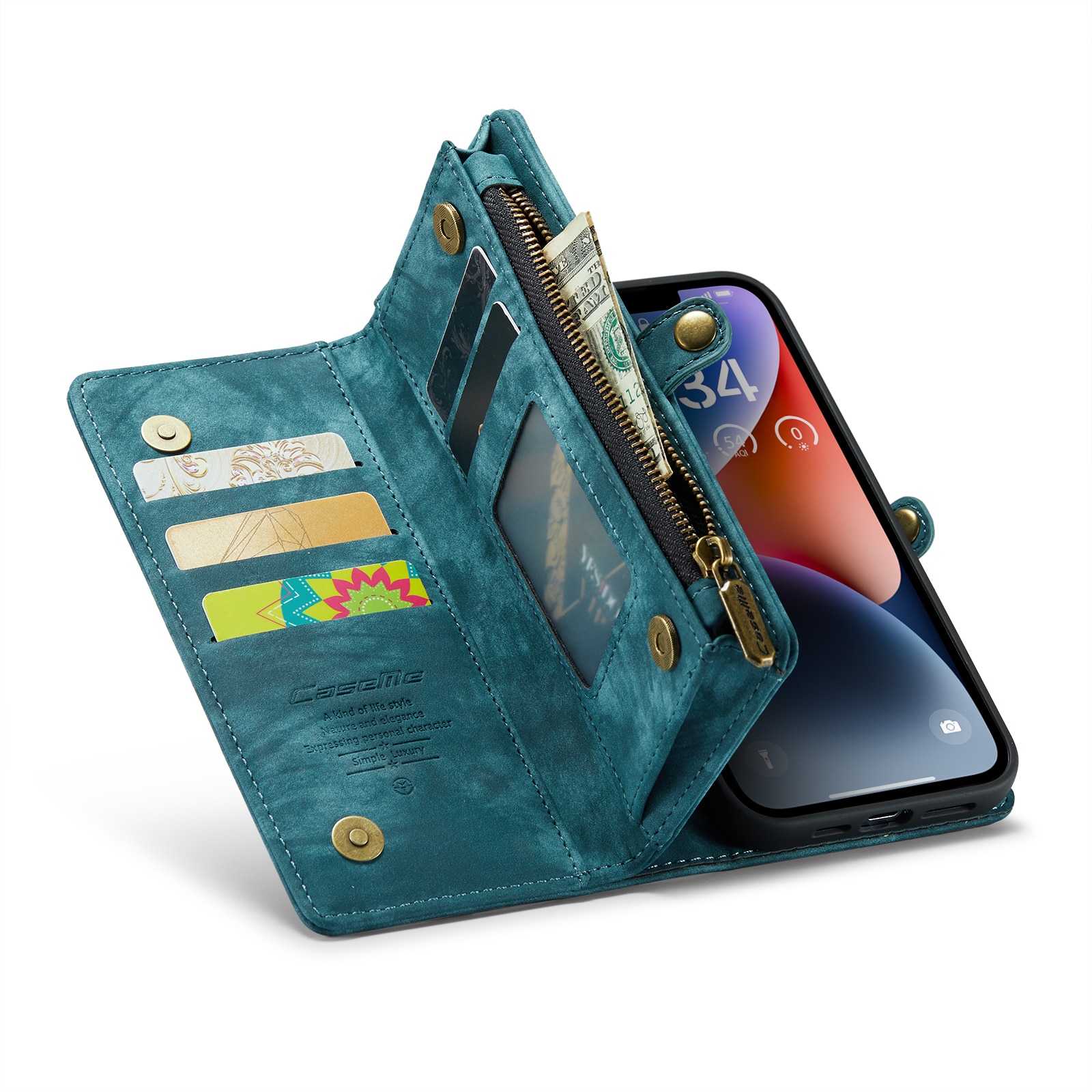 Multi-slot Portemonnaie-Hülle iPhone 14 Plus Blau