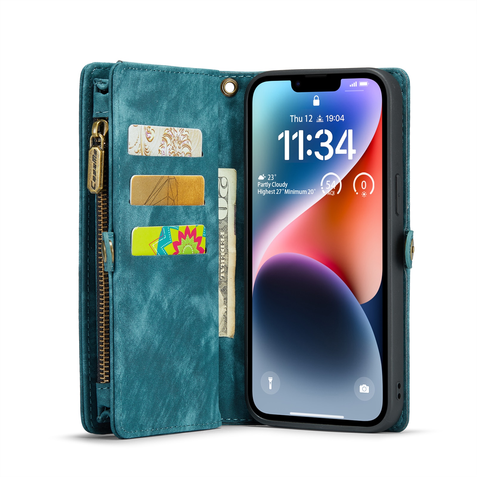 Multi-slot Portemonnaie-Hülle iPhone 14 Plus Blau