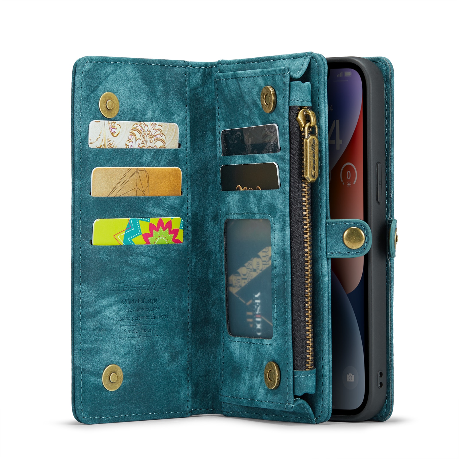 Multi-slot Portemonnaie-Hülle iPhone 14 Blau