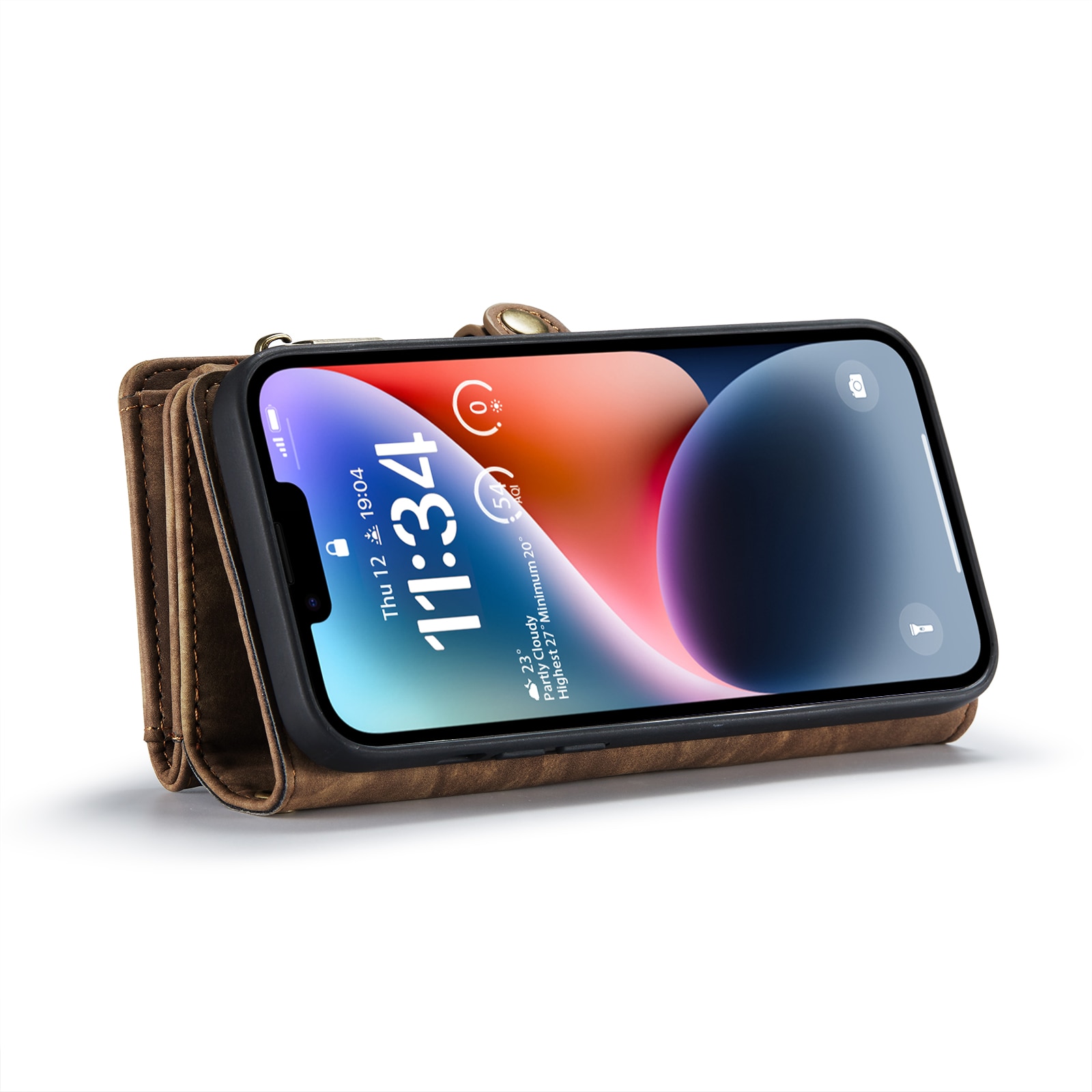 Multi-slot Portemonnaie-Hülle iPhone 14 Plus Braun