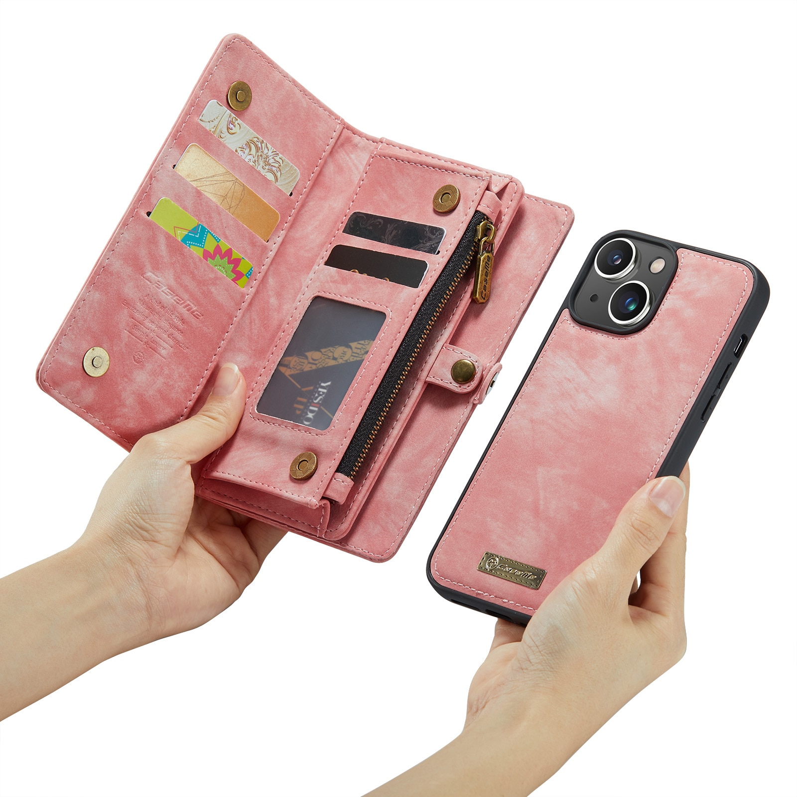Multi-slot Portemonnaie-Hülle iPhone 14 Rosa