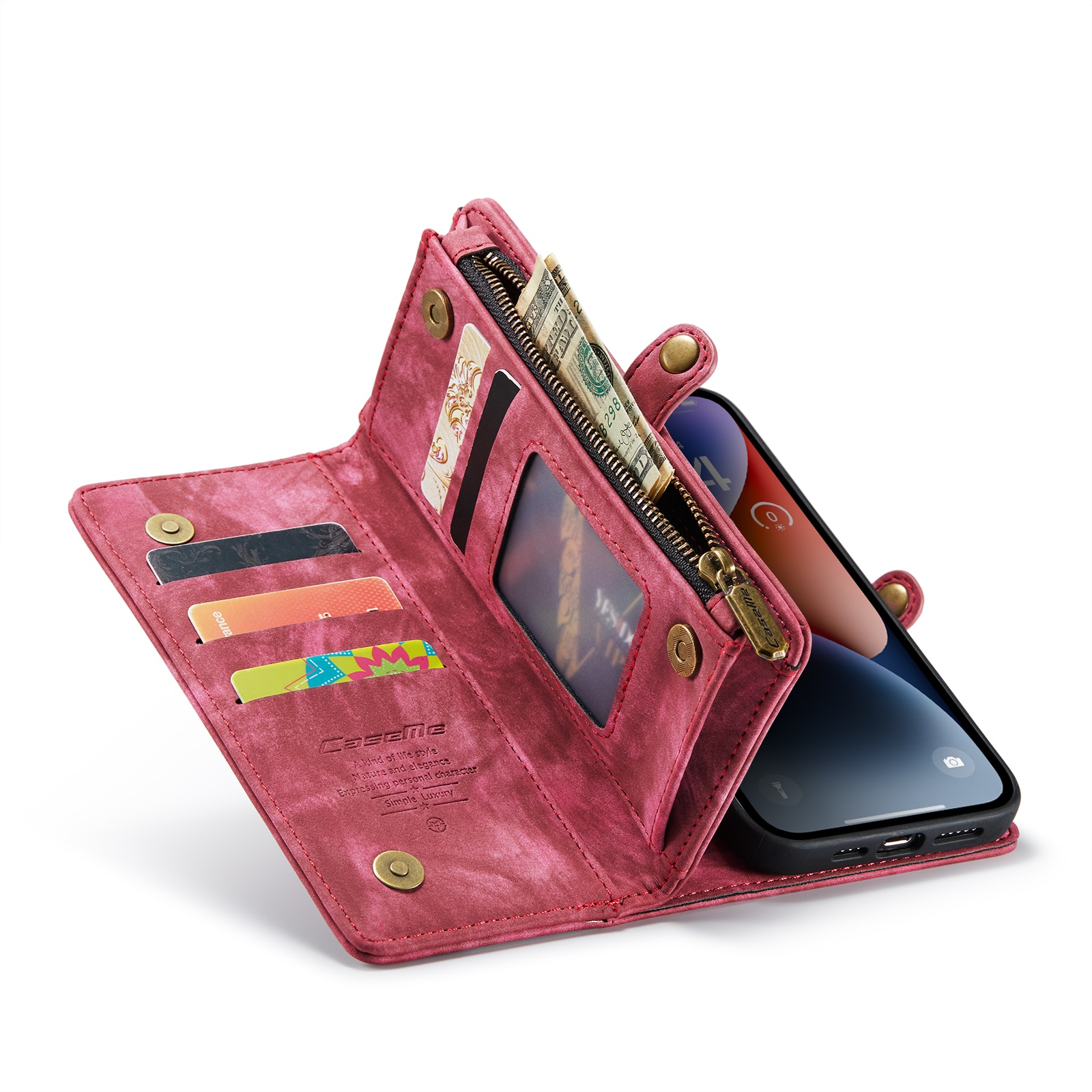 Multi-slot Portemonnaie-Hülle iPhone 14 Plus Rot