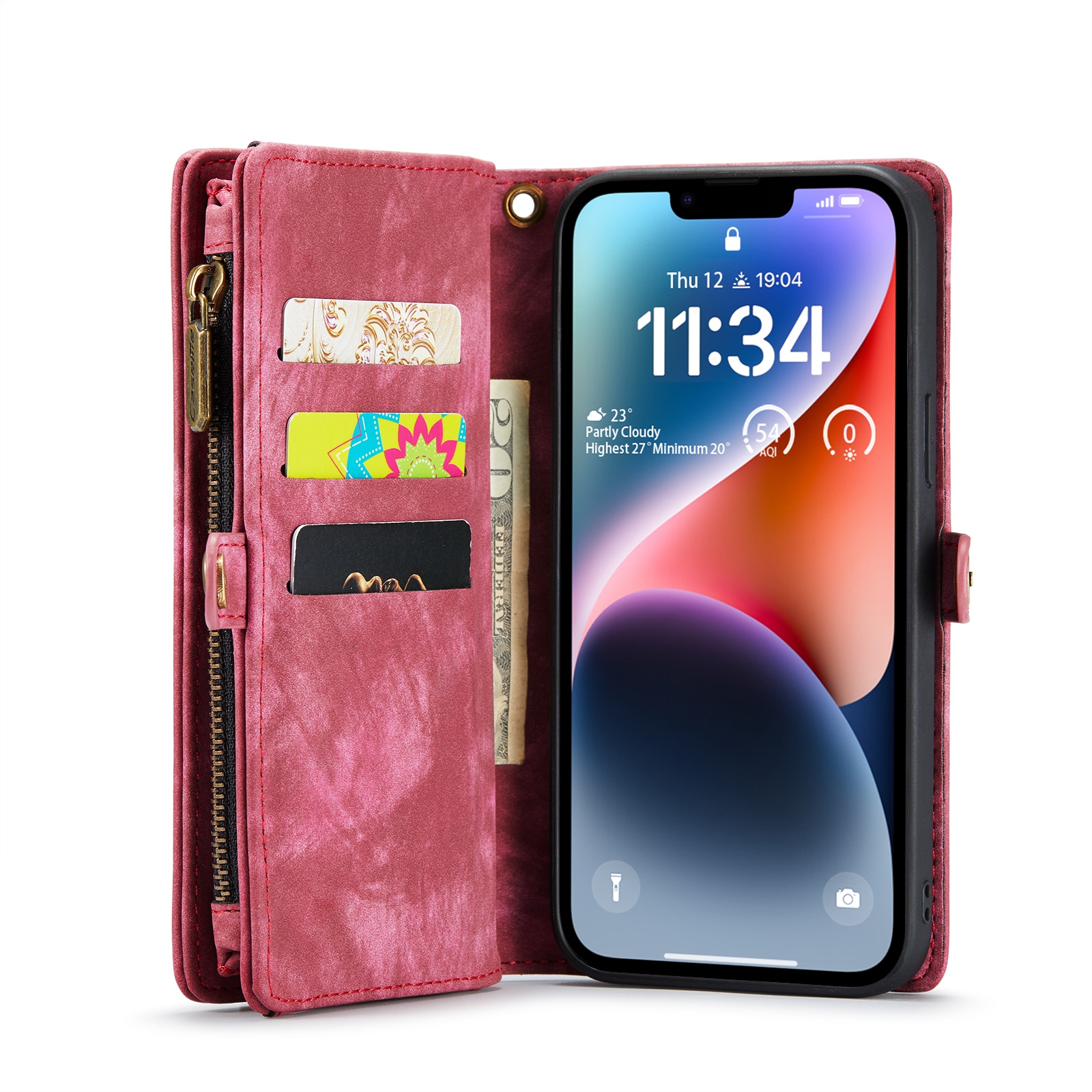 Multi-slot Portemonnaie-Hülle iPhone 14 Rot