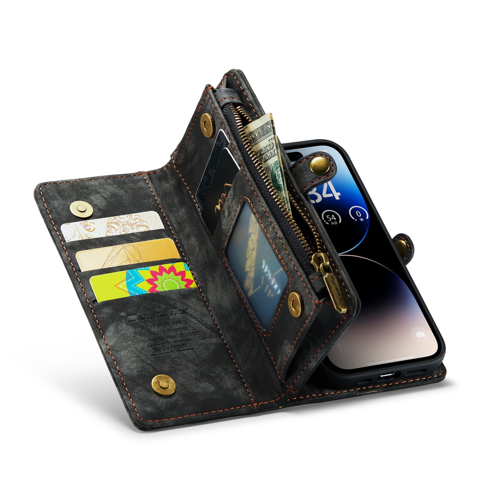 Multi-slot Portemonnaie-Hülle iPhone 14 Pro Max Grau