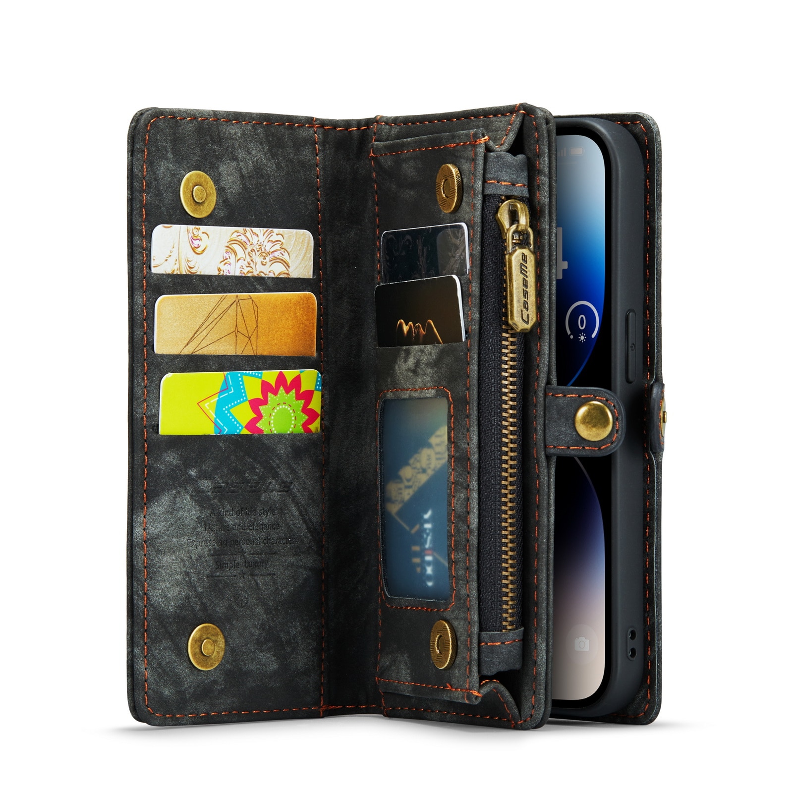 Multi-slot Portemonnaie-Hülle iPhone 14 Pro Max Grau