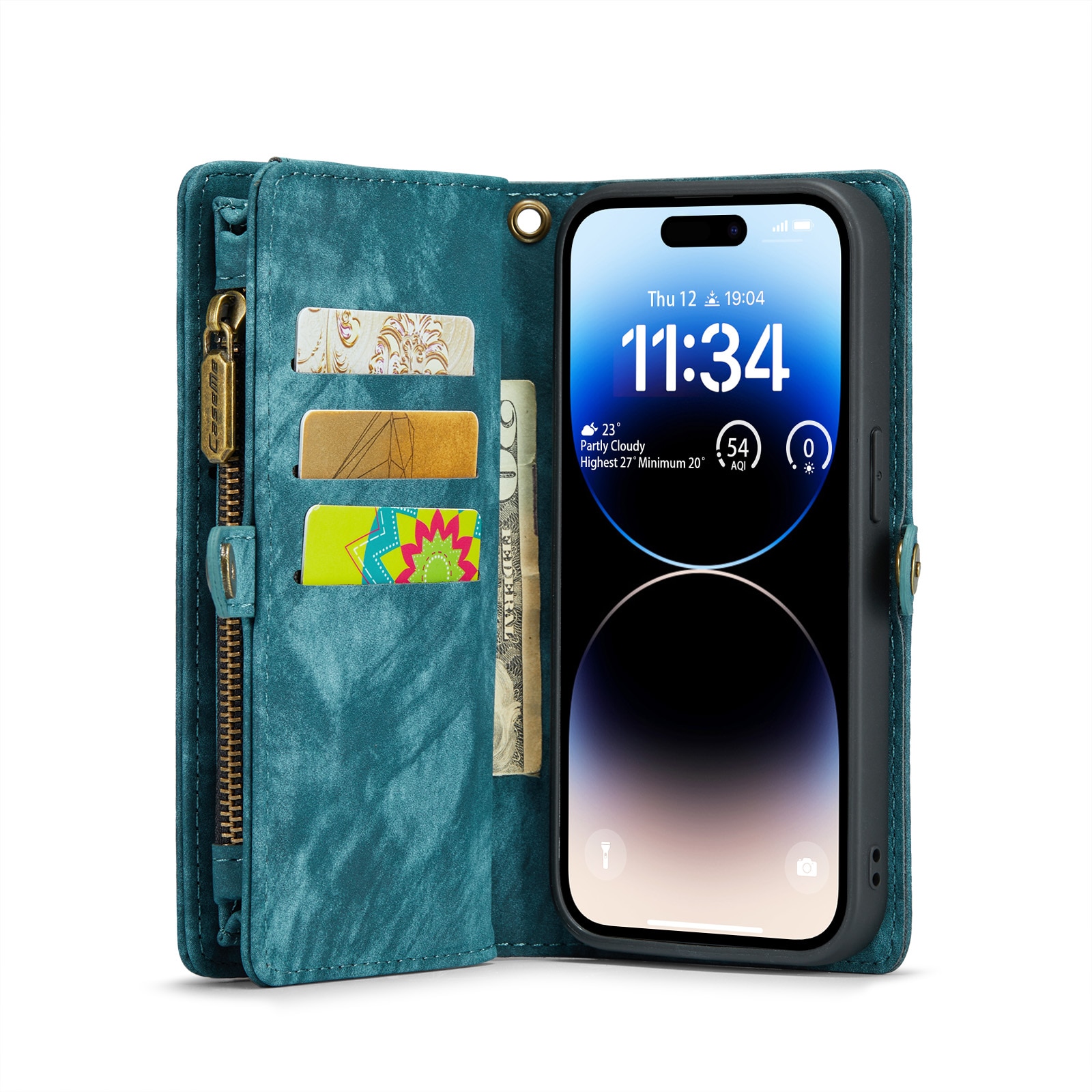 Multi-slot Portemonnaie-Hülle iPhone 14 Pro Max Blau