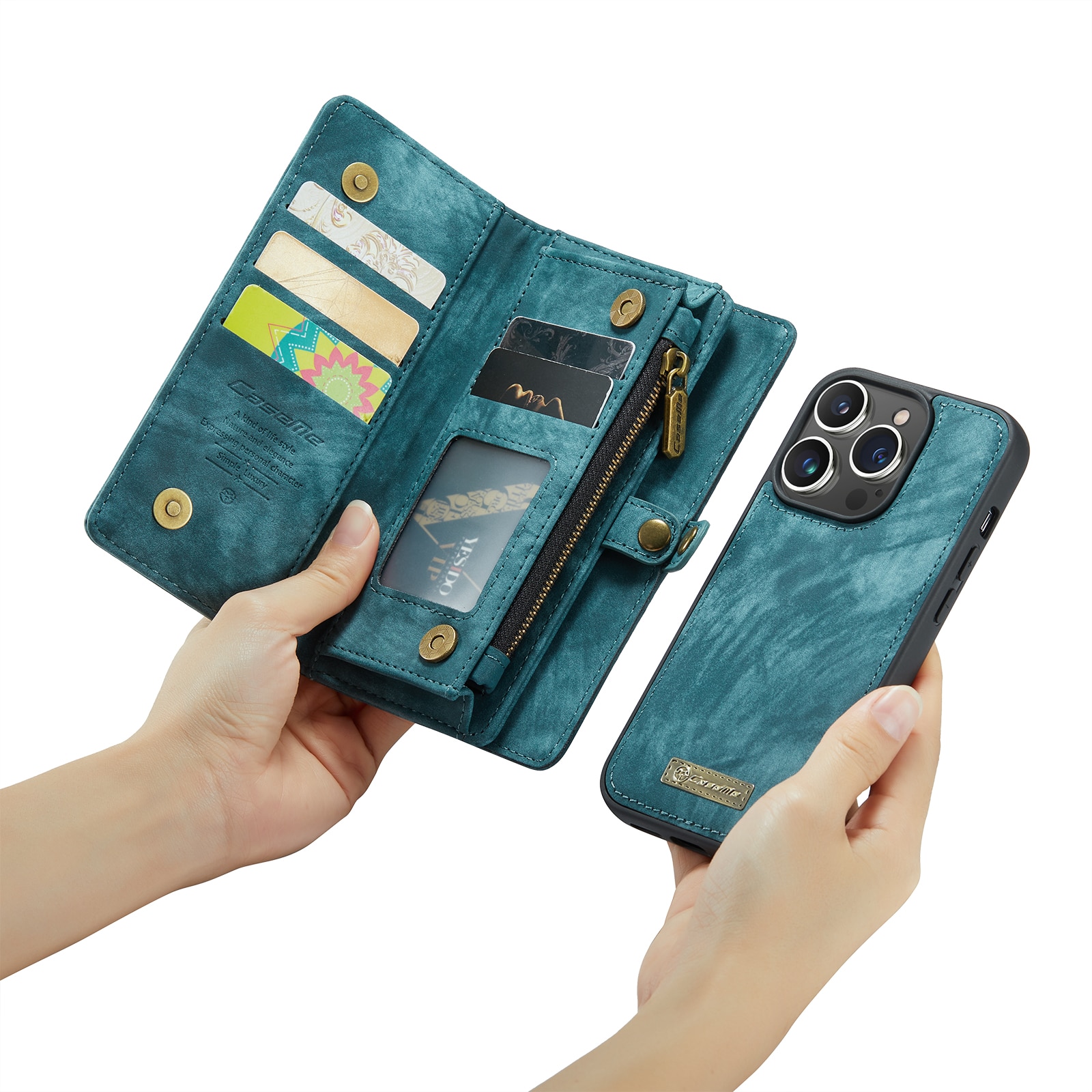Multi-slot Portemonnaie-Hülle iPhone 14 Pro Blau