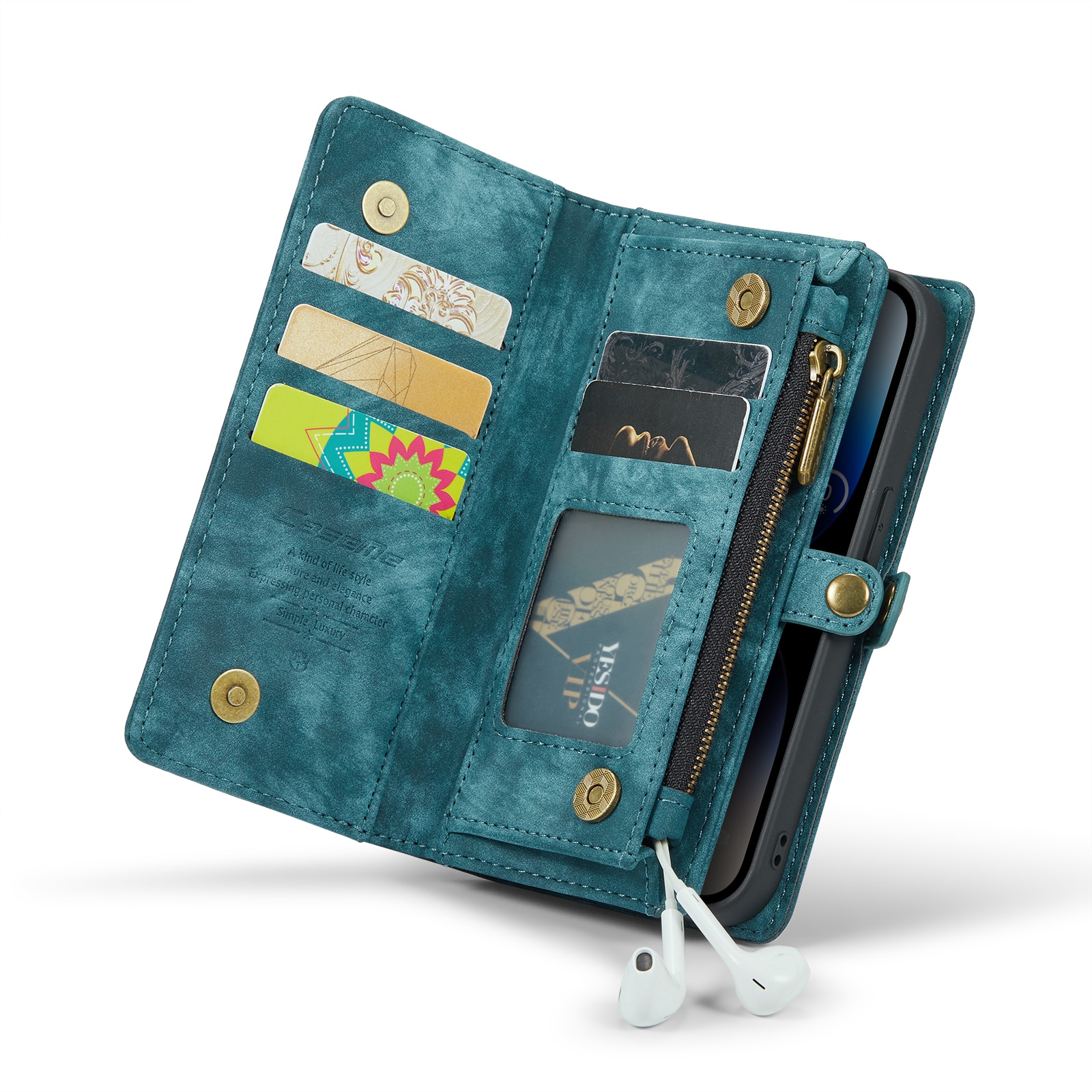 Multi-slot Portemonnaie-Hülle iPhone 14 Pro Blau