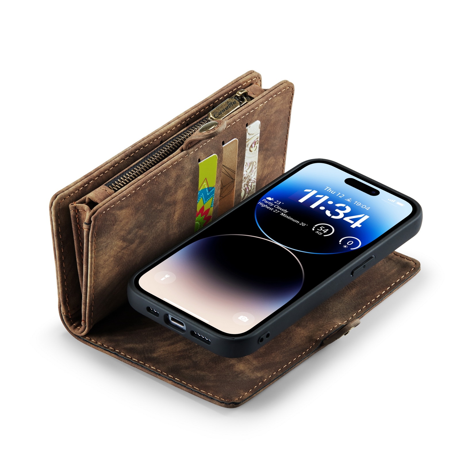 Multi-slot Portemonnaie-Hülle iPhone 14 Pro Max Braun