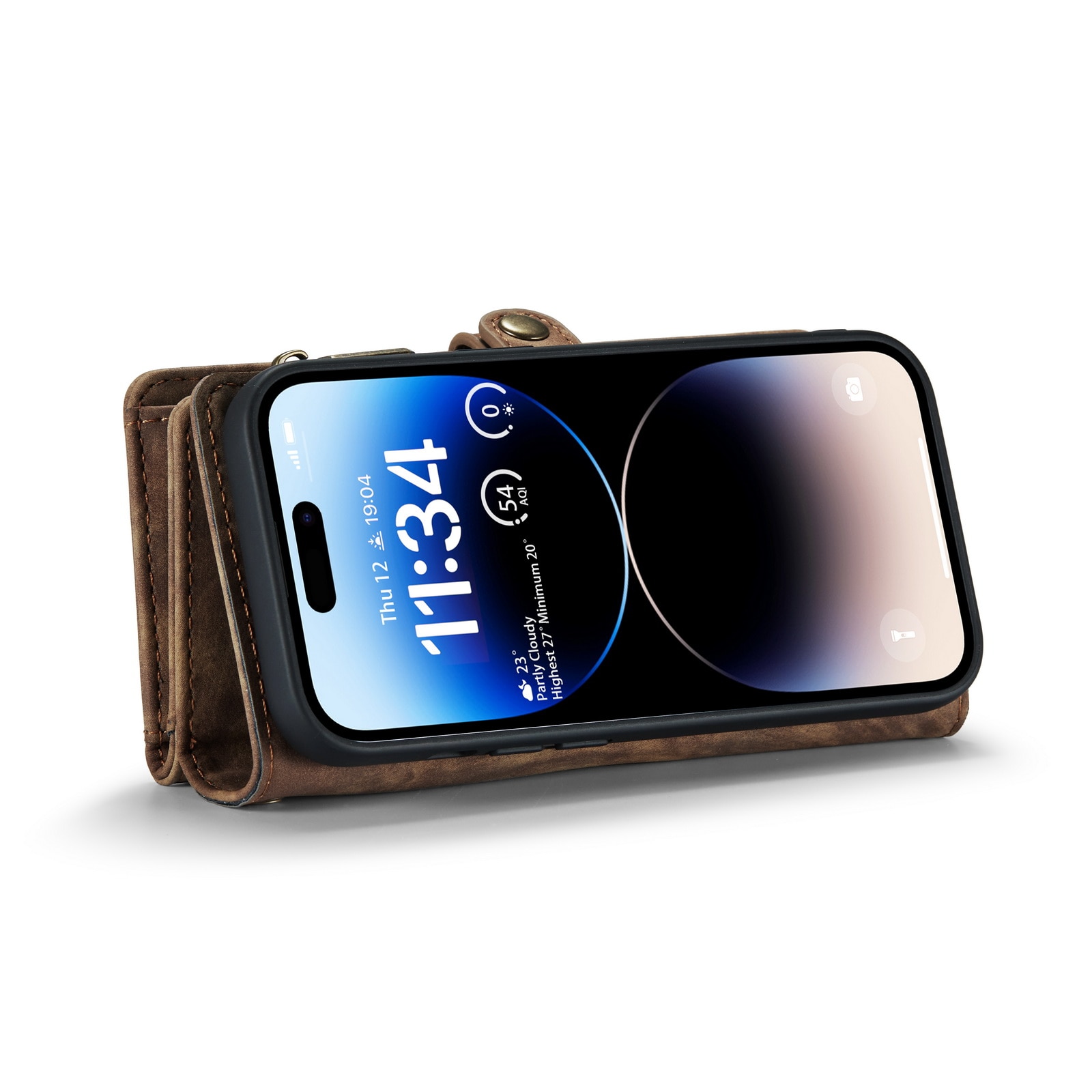 Multi-slot Portemonnaie-Hülle iPhone 14 Pro Braun
