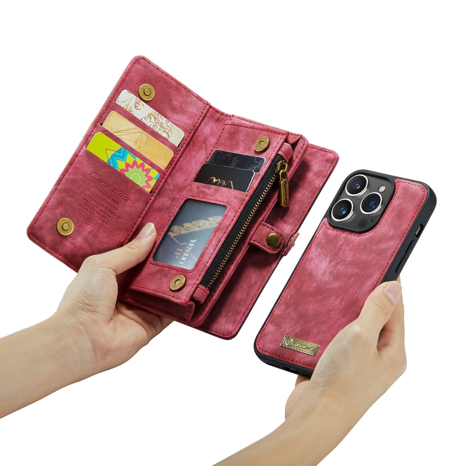 Multi-slot Portemonnaie-Hülle iPhone 14 Pro Rot