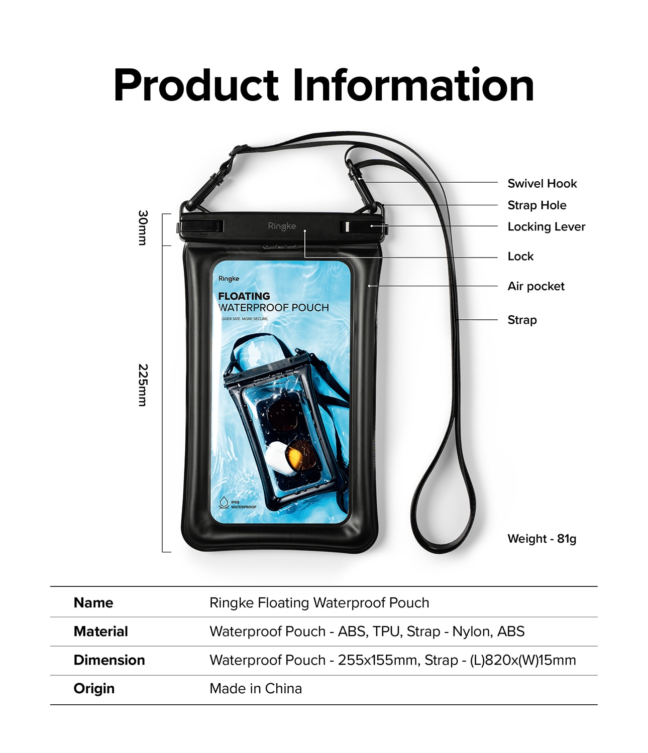 Universal Floating Waterproof Pouch Black