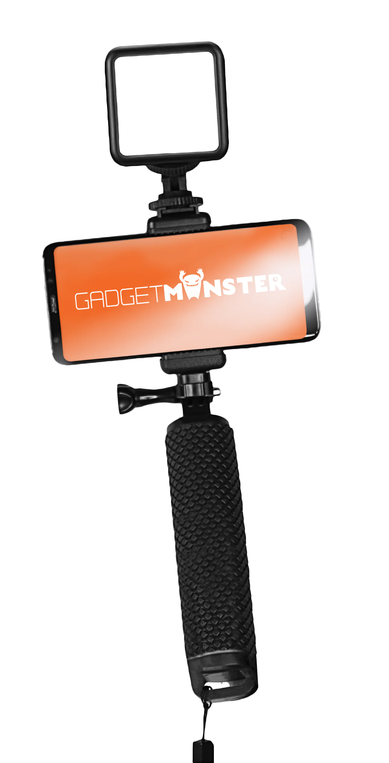 Selfie-Stick mit LED-Beleuchtung, schwarz