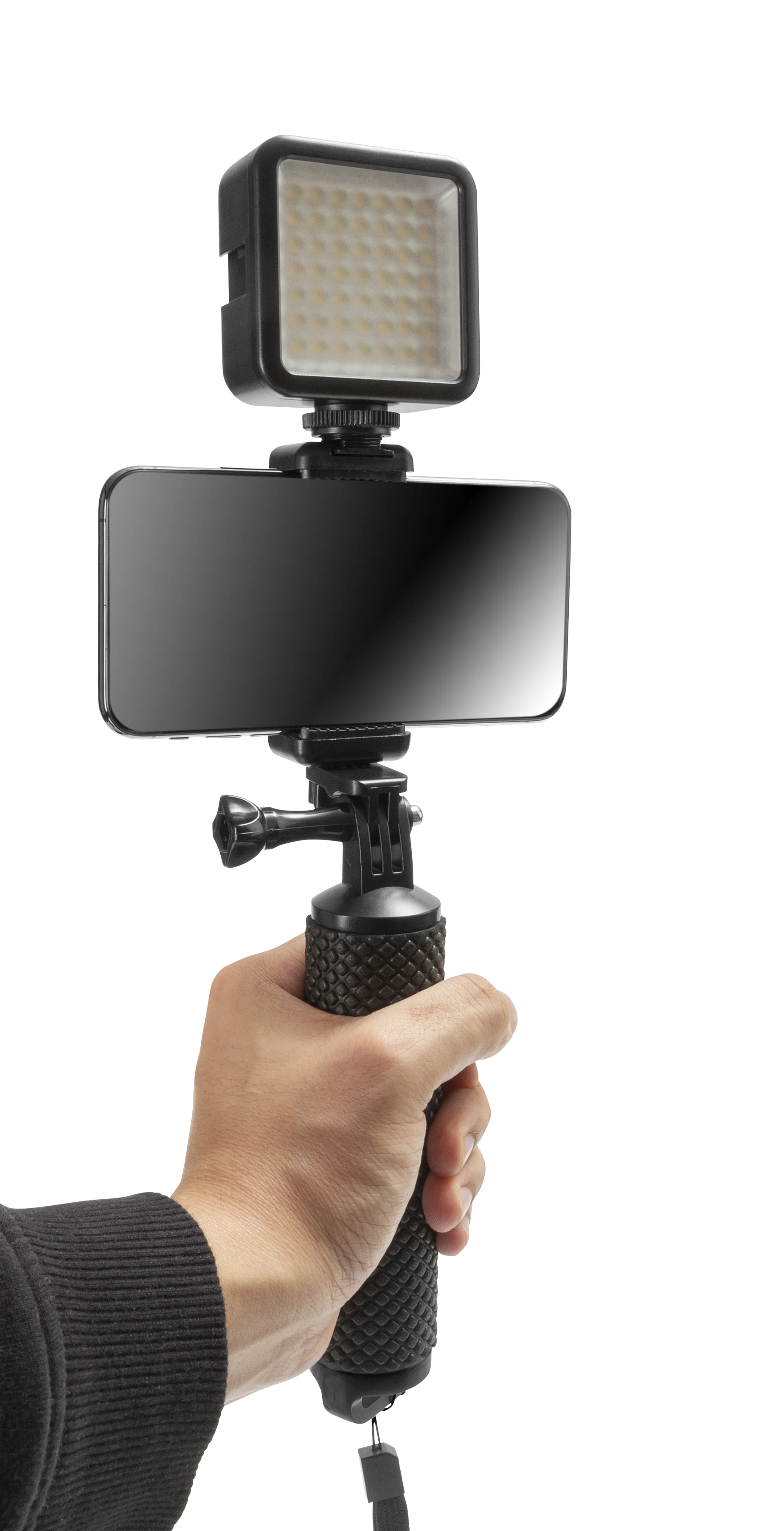 Selfie-Stick mit LED-Beleuchtung, schwarz