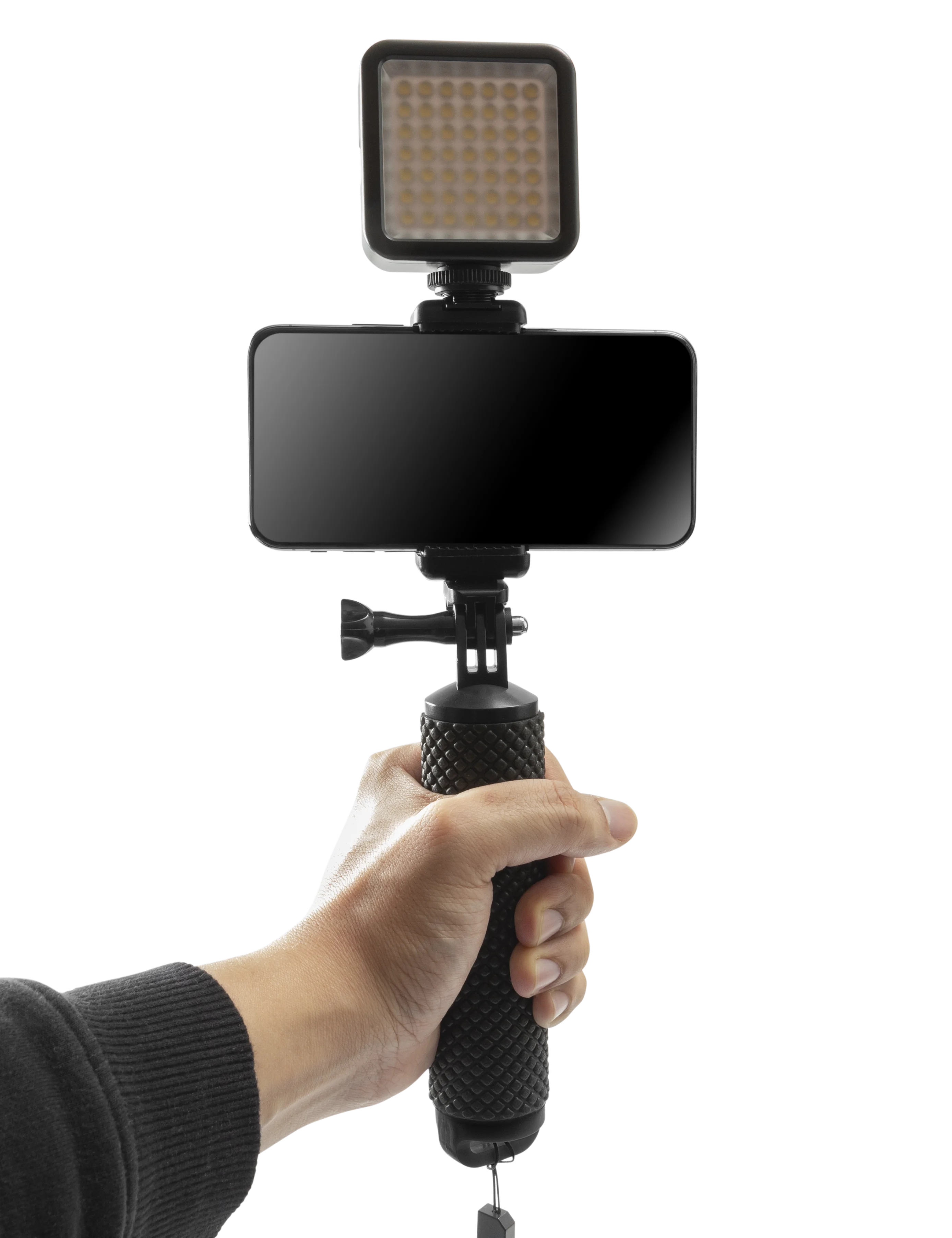 Selfie-Stick mit LED-Beleuchtung, schwarz