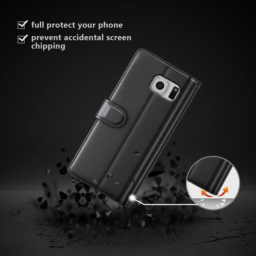 Samsung Galaxy S6 Edge Echtlederhülle, schwarz
