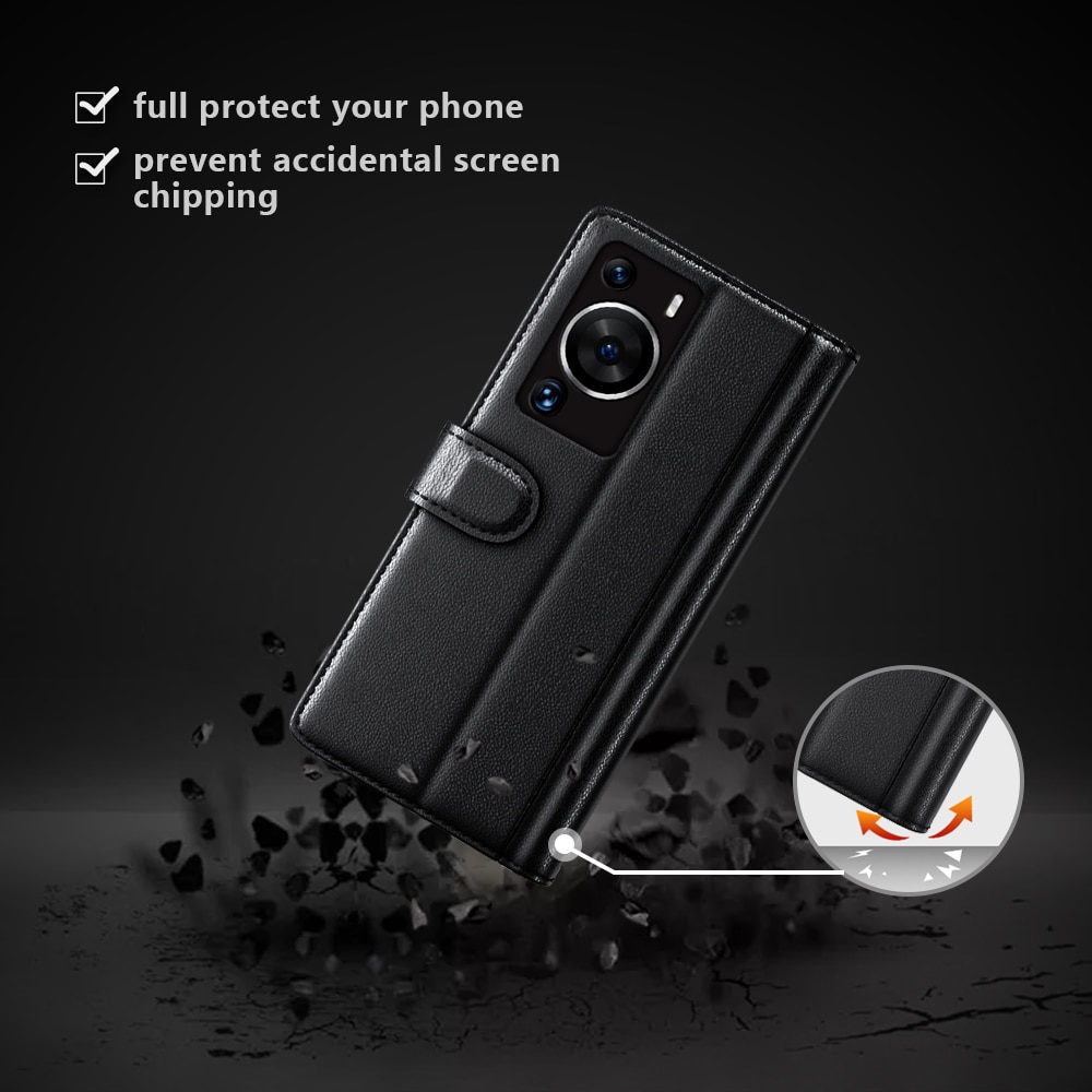 Huawei P60/P60 Pro Echtlederhülle, schwarz