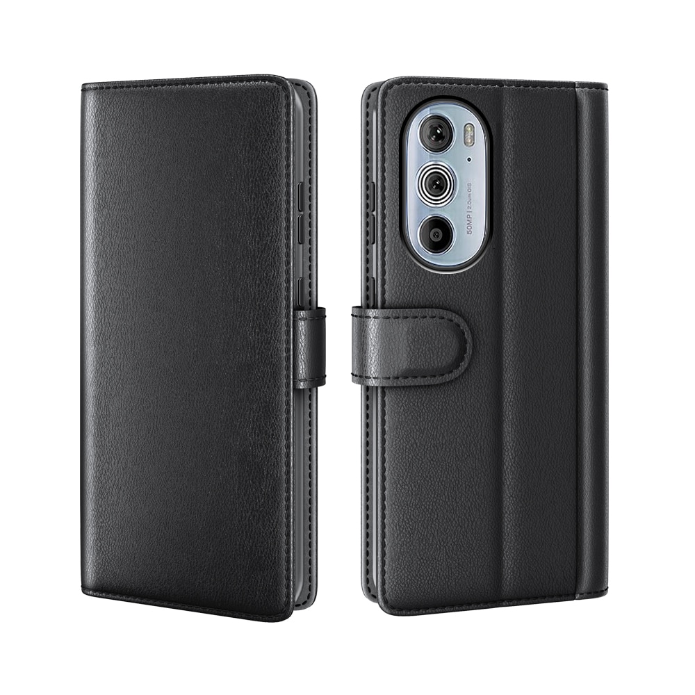 Motorola Edge 30 Pro Lederhülle aus Echtem Leder, schwarz