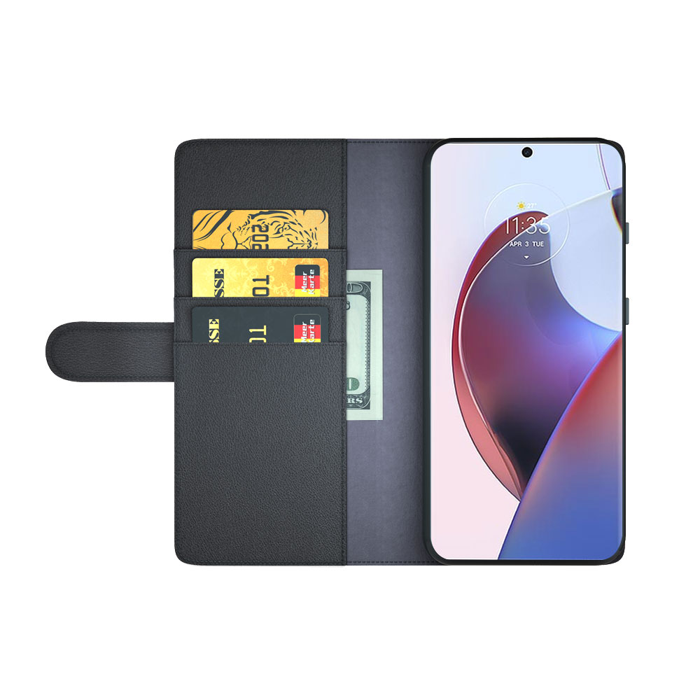Motorola Edge 30 Ultra Echtlederhülle Schwarz