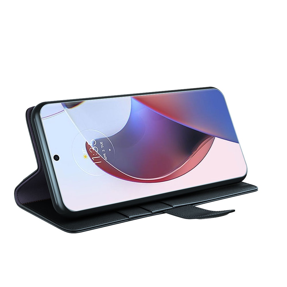 Motorola Edge 30 Ultra Echtlederhülle Schwarz