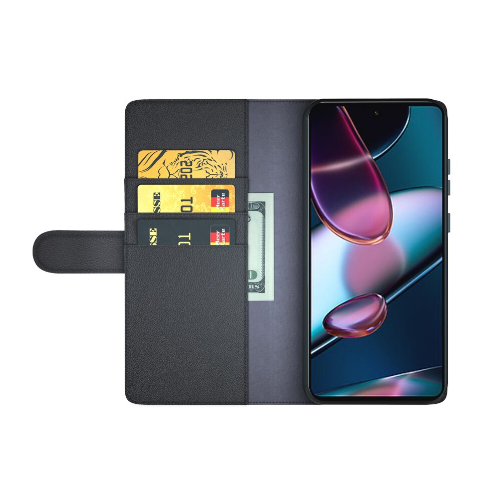 Motorola Edge 30 Echtlederhülle Schwarz