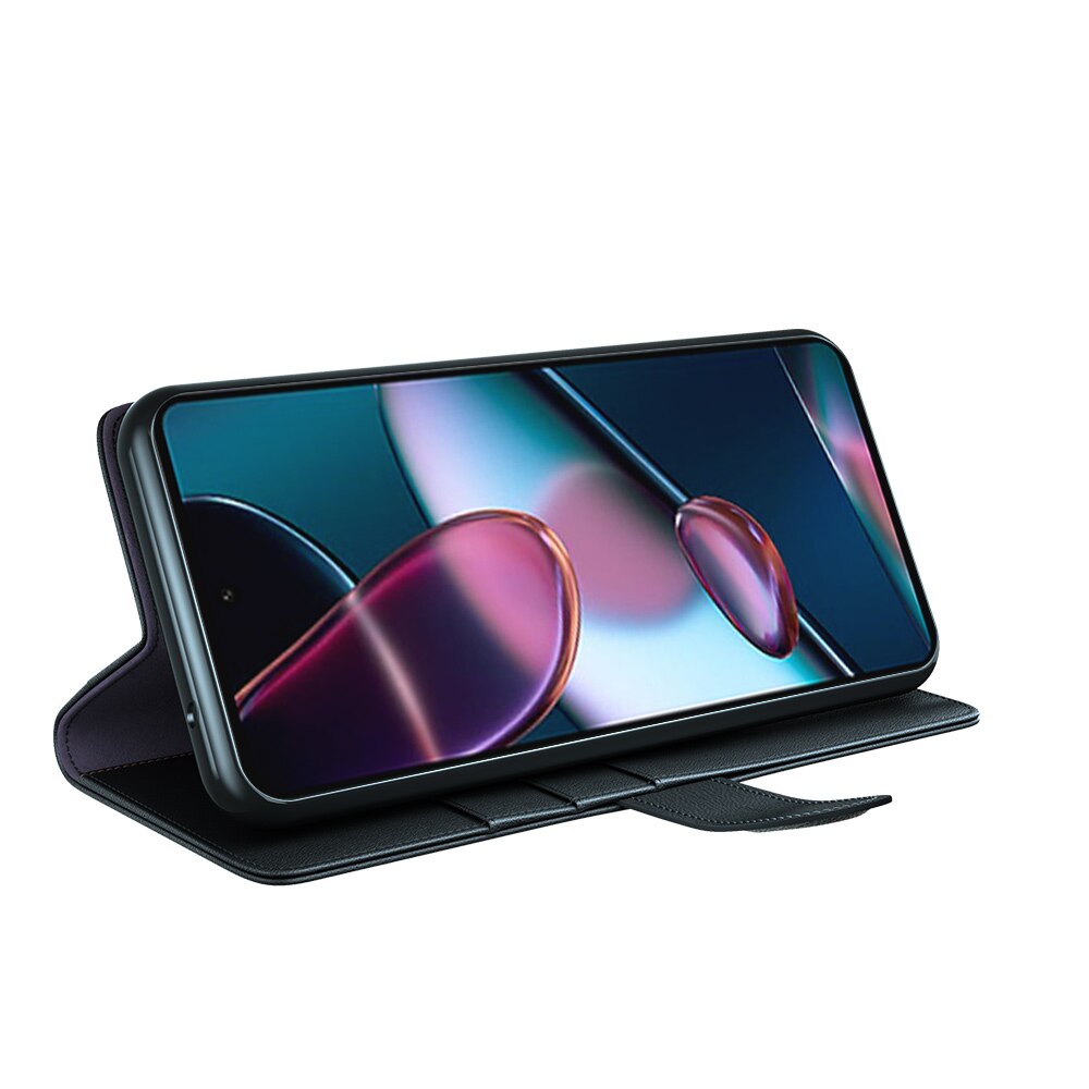 Motorola Edge 30 Echtlederhülle Schwarz