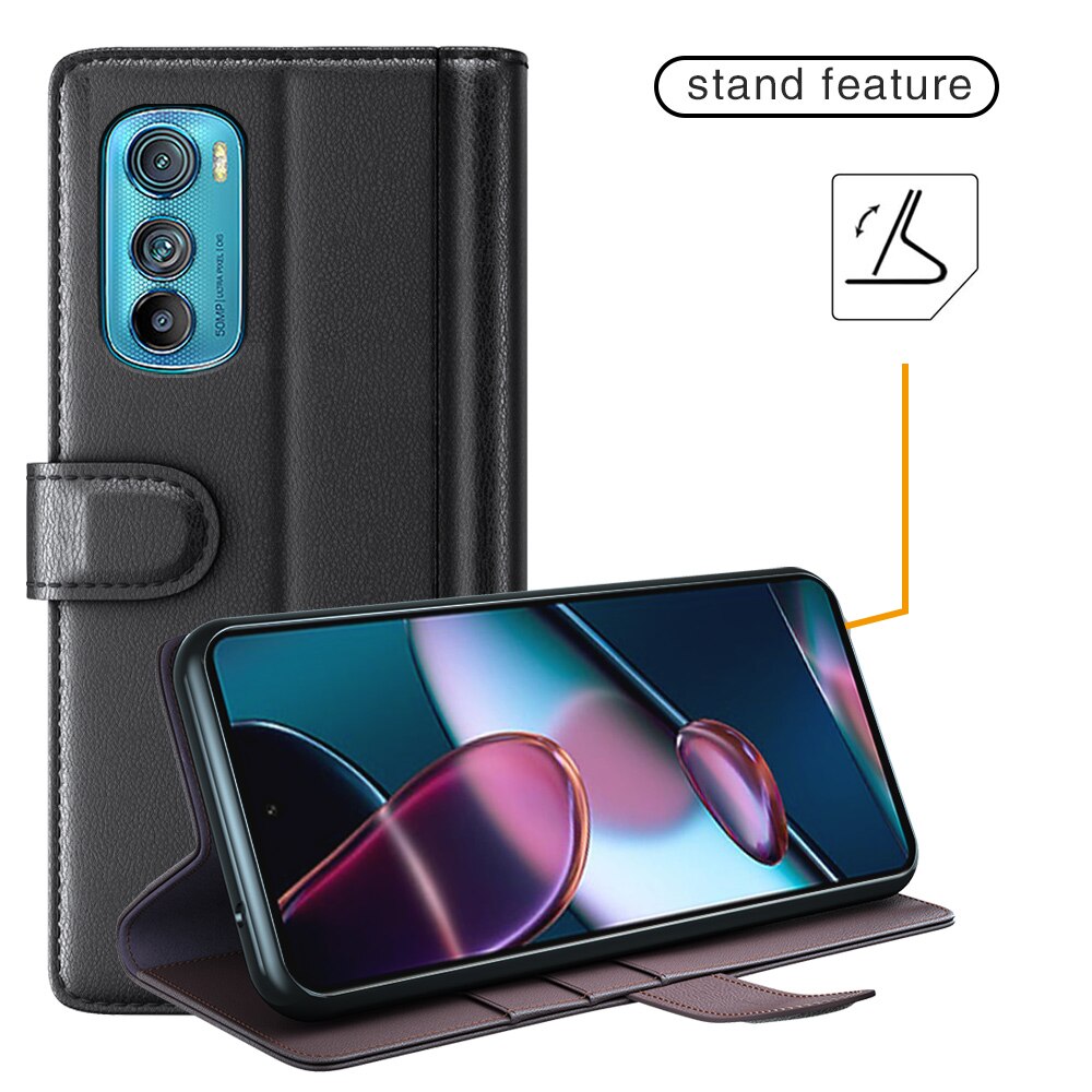 Motorola Edge 30 Echtlederhülle Schwarz