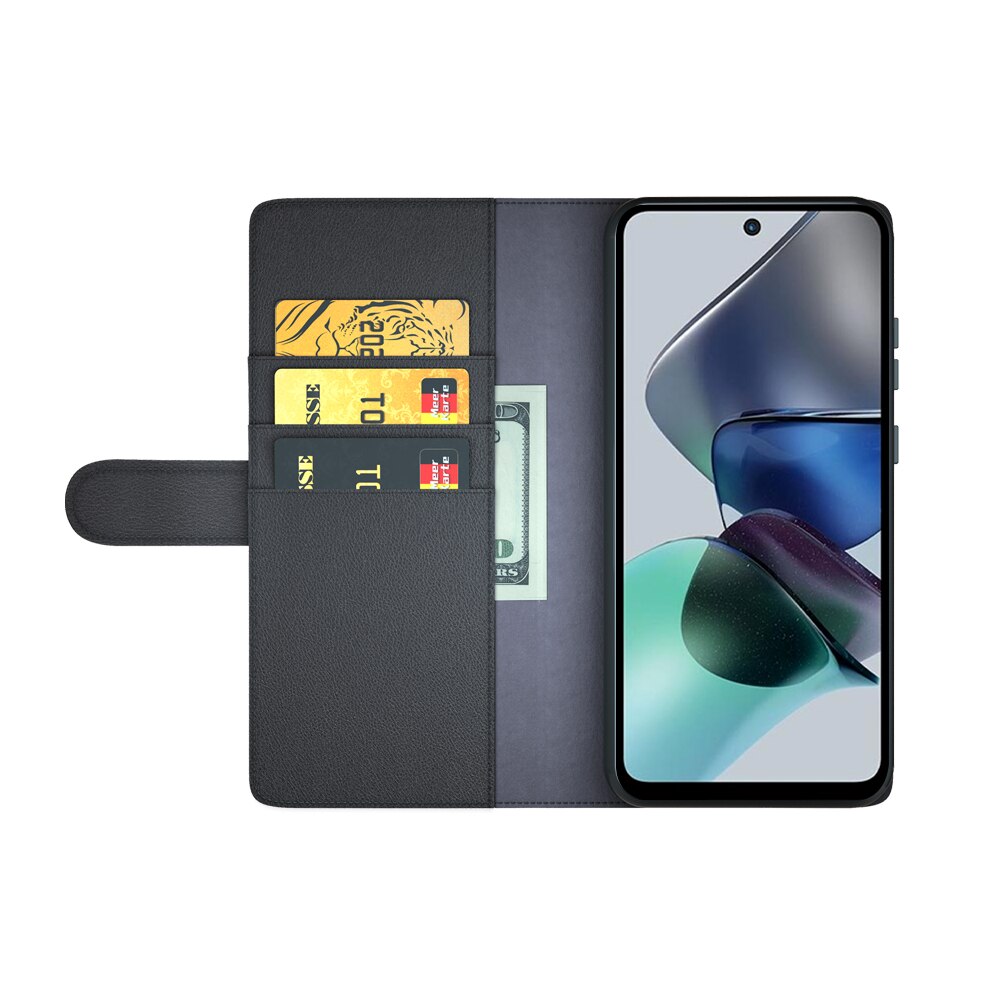 Motorola Moto G23 Echtlederhülle Schwarz