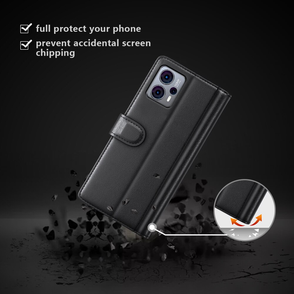 Motorola Moto G23 Echtlederhülle Schwarz