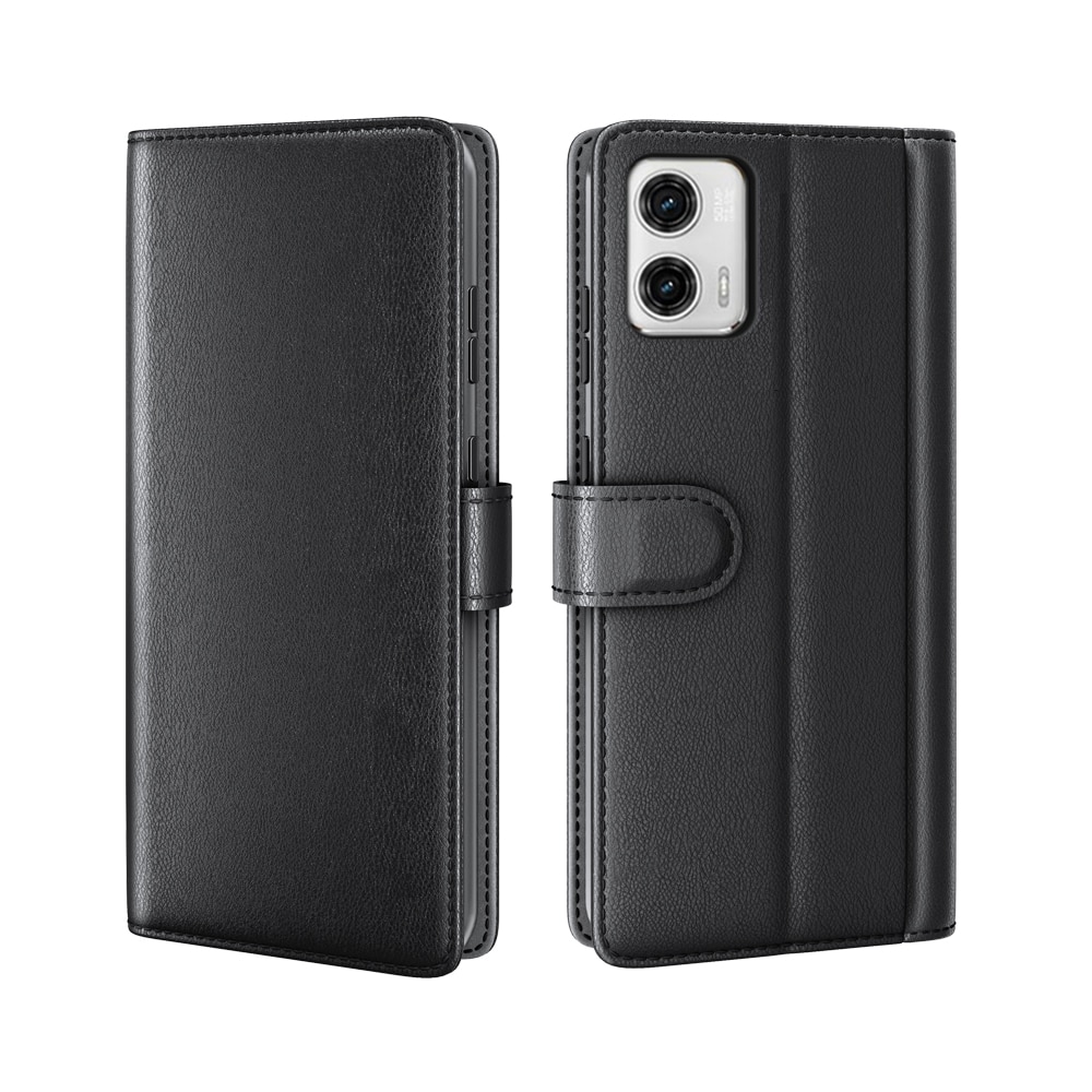 Motorola Moto G73 Echtlederhülle Schwarz