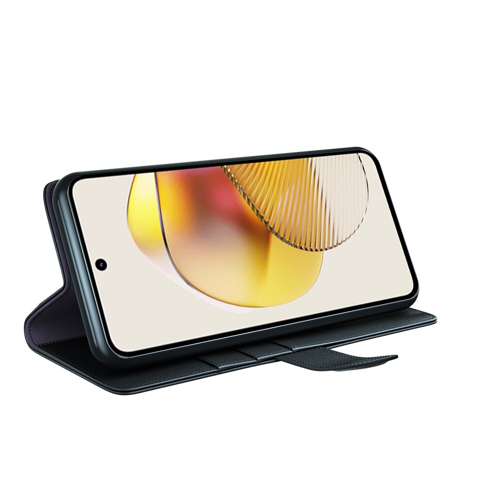 Motorola Moto G73 Echtlederhülle Schwarz