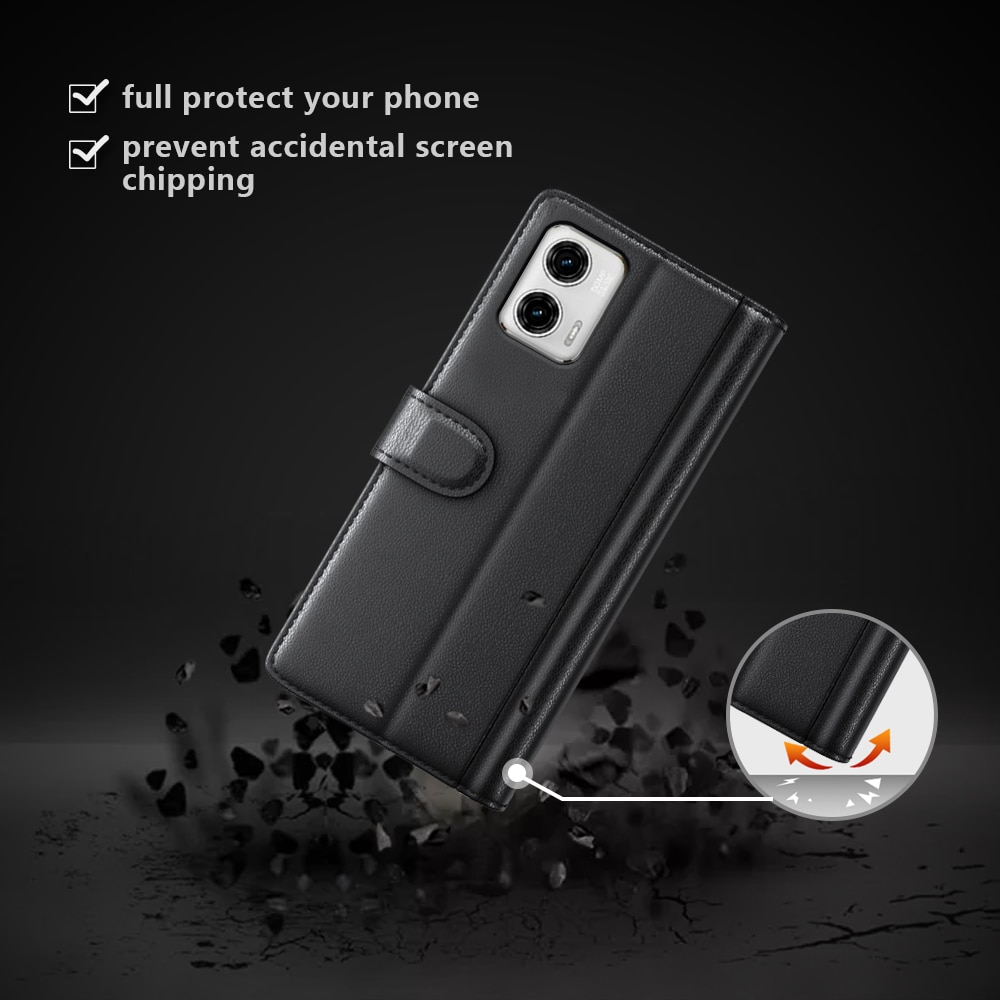 Motorola Moto G73 Echtlederhülle Schwarz