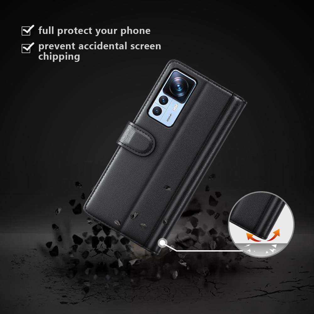 Xiaomi 12T/12T Pro Echtlederhülle Schwarz