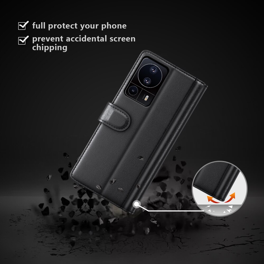 Xiaomi 13 Lite Echtlederhülle Schwarz