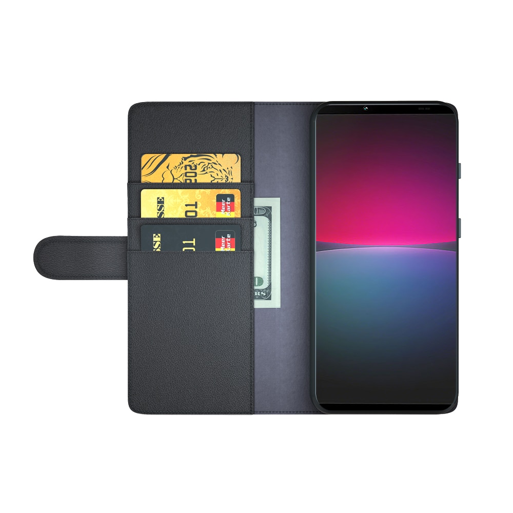 Lomogo Sony Xperia 10 Hülle Leder LOBFE130367 Schwarz Schutzhülle Brieftasche mit Kartenfach Klappbar Magnetverschluss Stoßfest Kratzfest Handyhülle Case für Sony Xperia10 