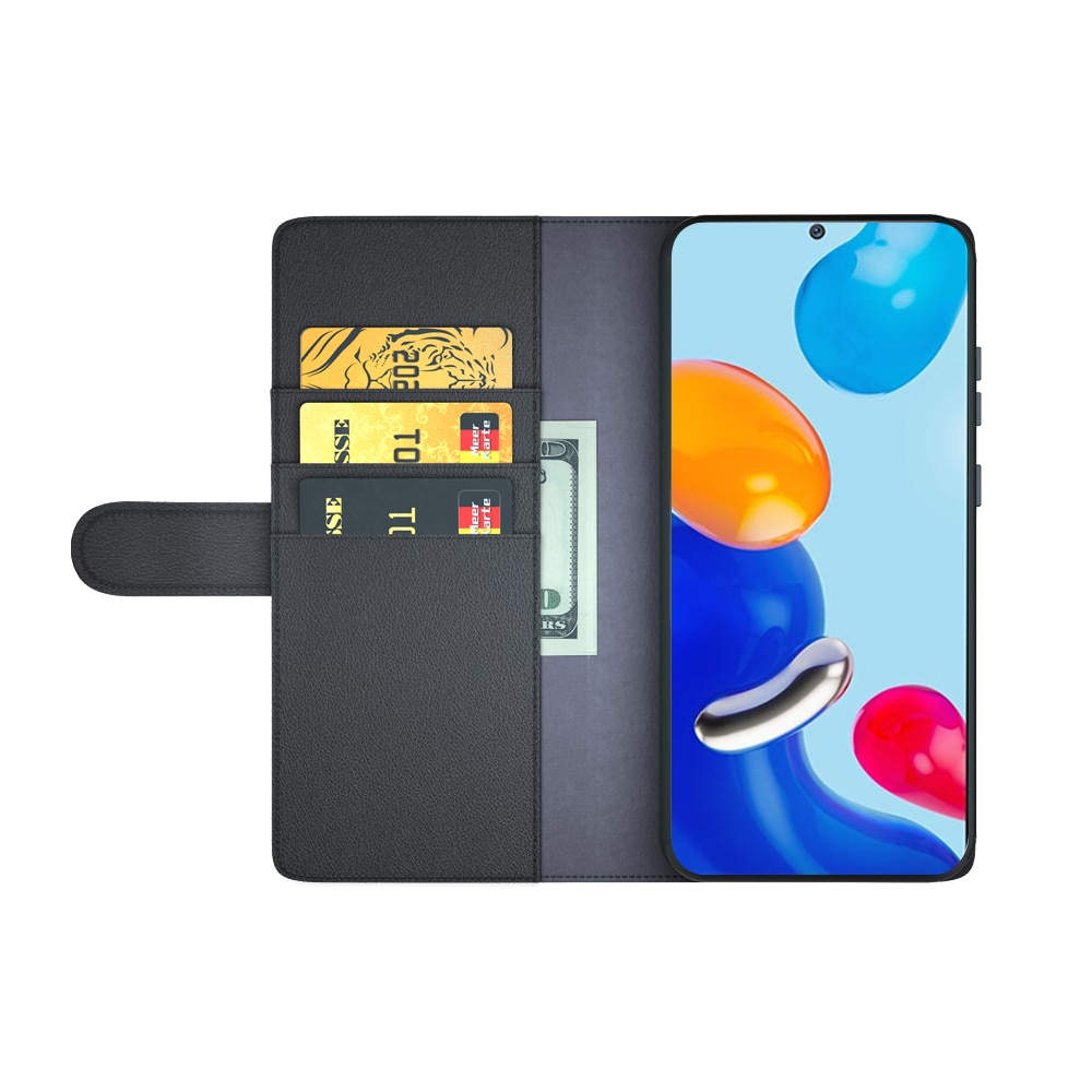 Xiaomi Redmi Note 11 Echtlederhülle, schwarz