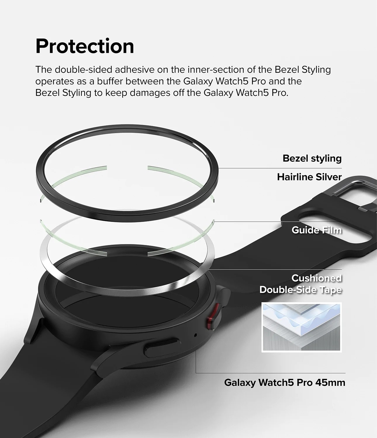 Bezel Styling Samsung Galaxy Watch 5 Pro 45mm Schwarz