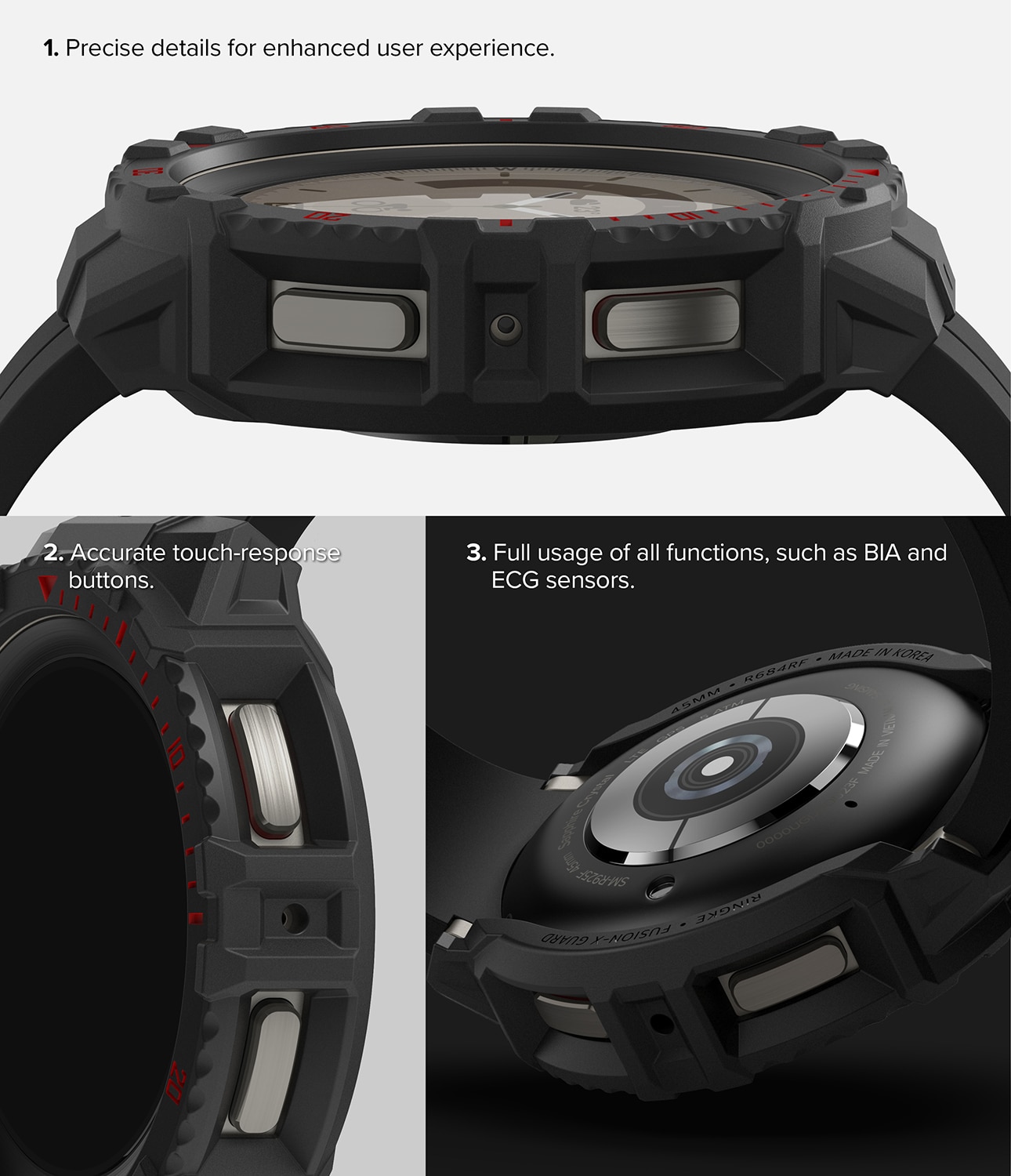 Fusion X Hülle Samsung Galaxy Watch 5 Pro 45mm Black (Red Index)