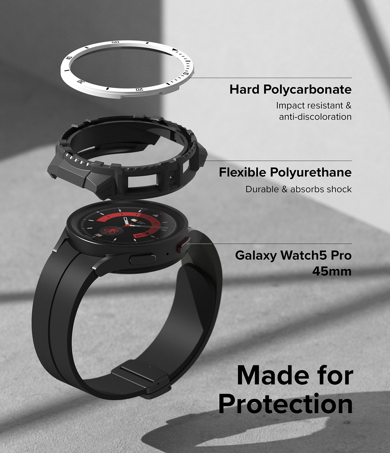 Fusion X Hülle Samsung Galaxy Watch 5 Pro 45mm White (Black Index)