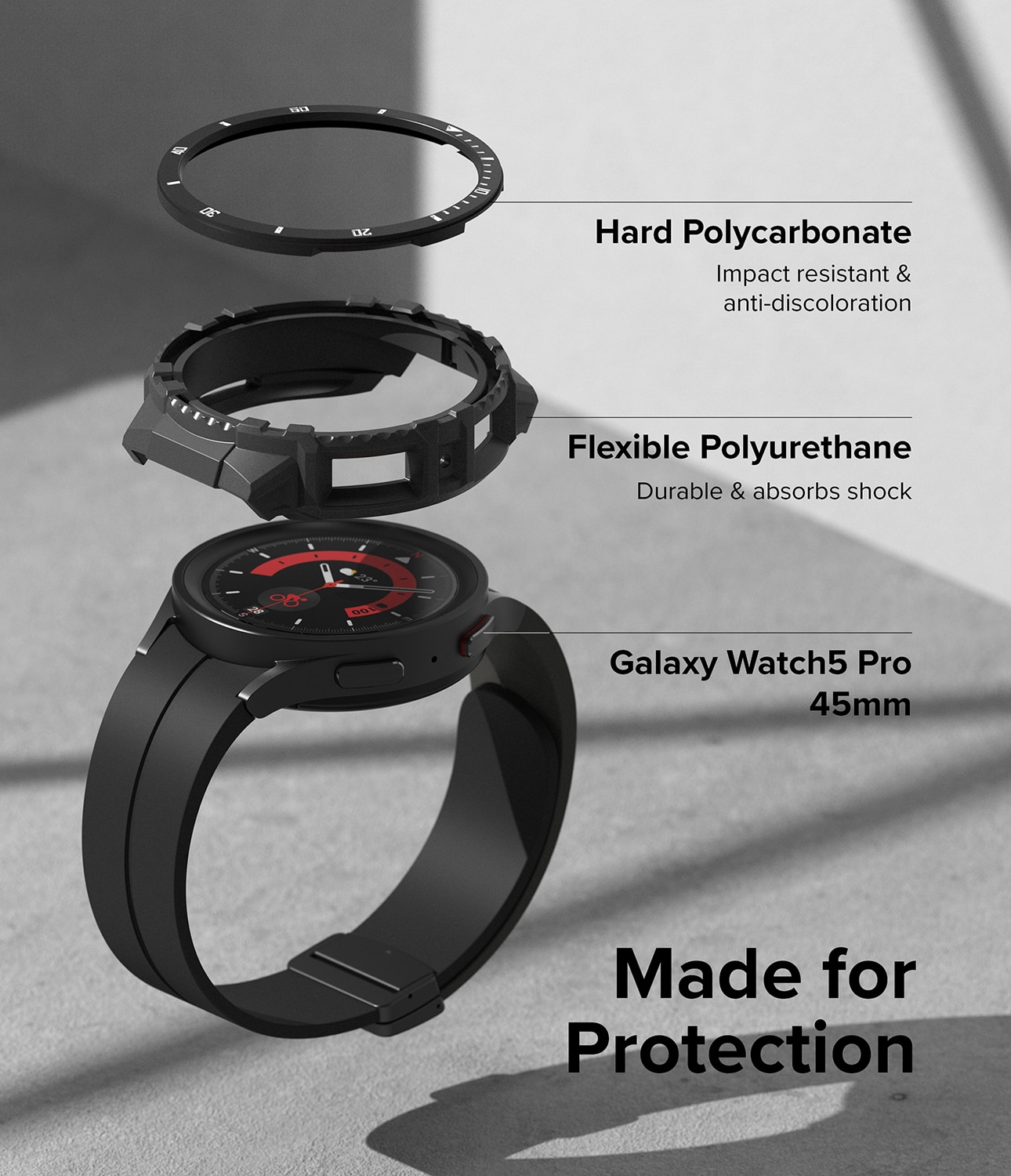 Fusion X Hülle Samsung Galaxy Watch 5 Pro 45mm Black (White Index)