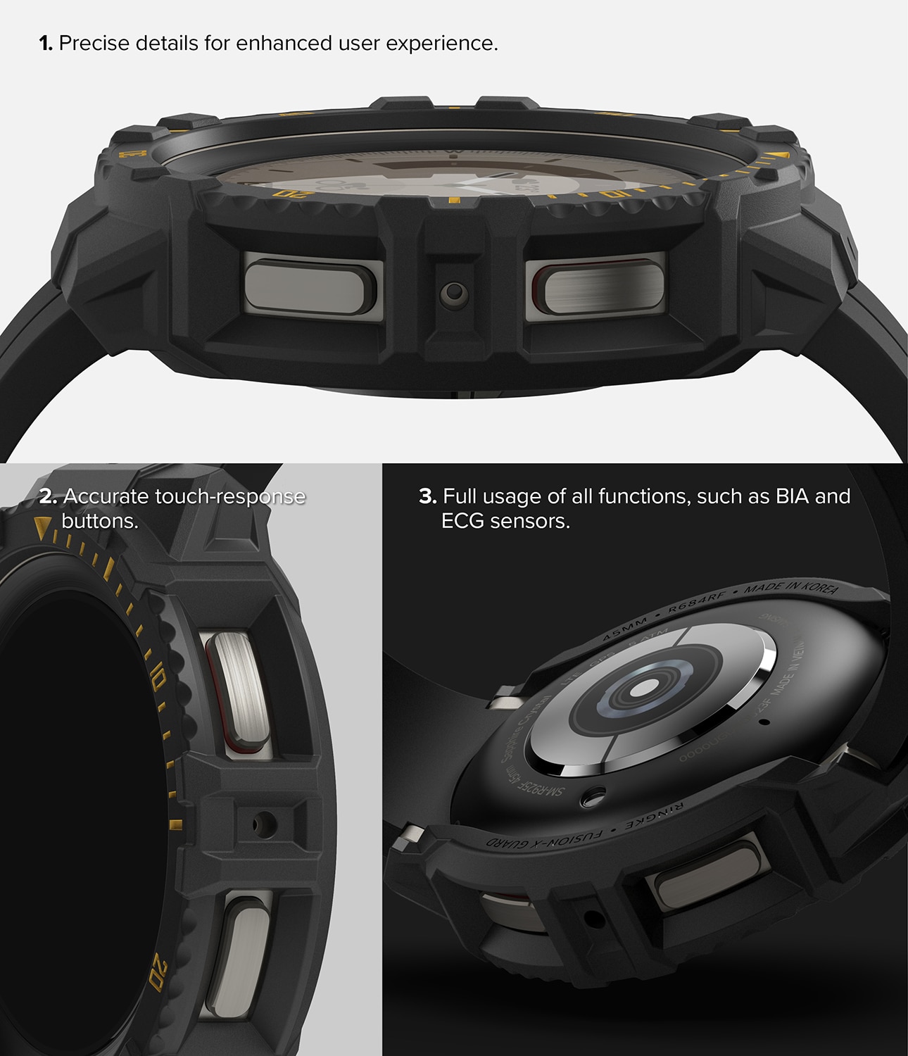 Fusion X Hülle Samsung Galaxy Watch 5 Pro 45mm Black (Yellow Index)