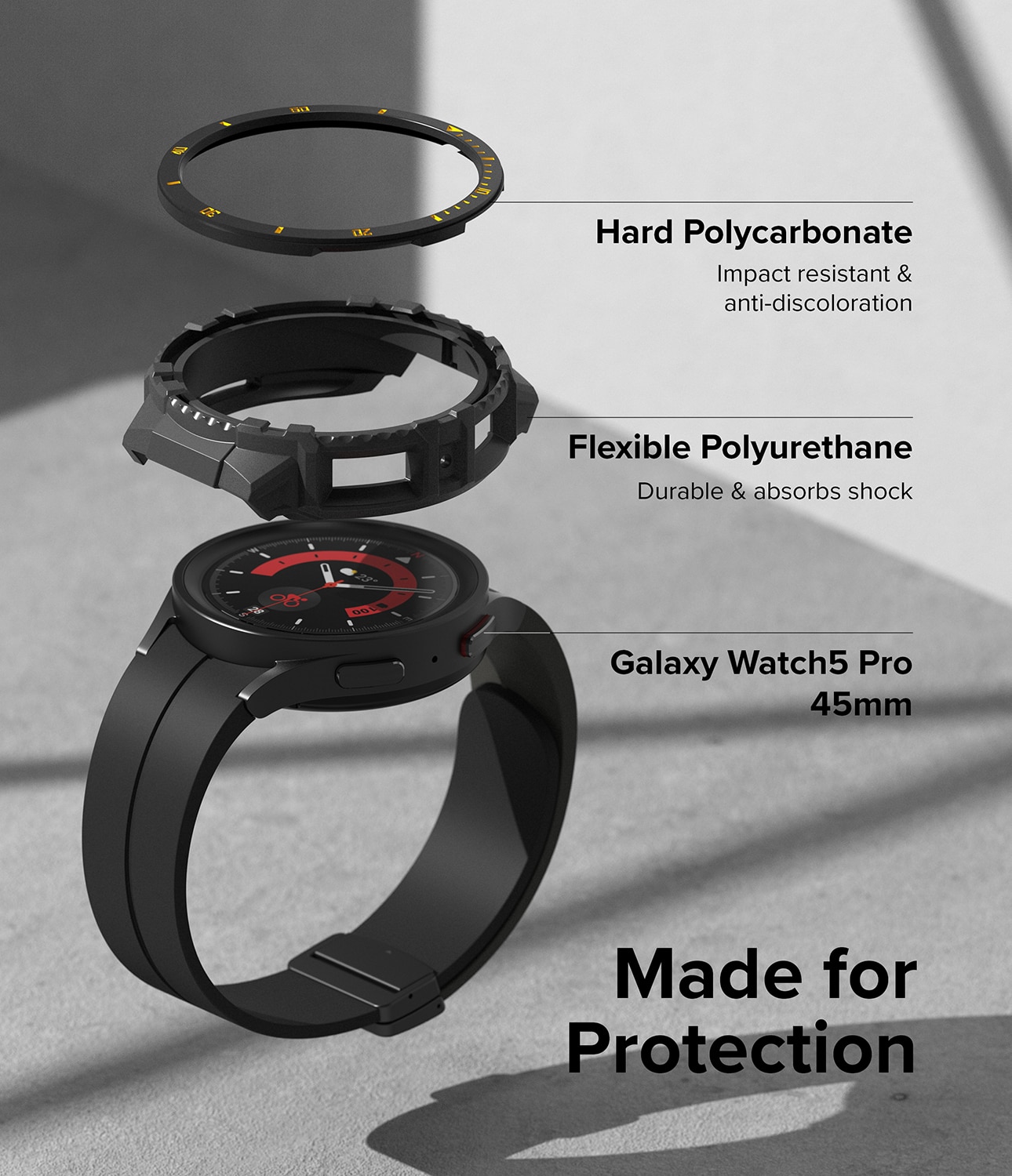 Fusion X Hülle Samsung Galaxy Watch 5 Pro 45mm Black (Yellow Index)